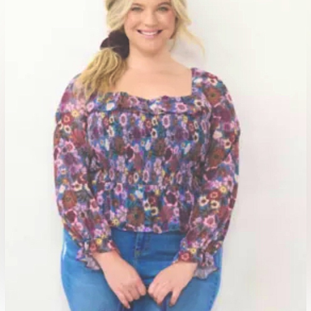 Lauren Conrad Floral Smocked Top